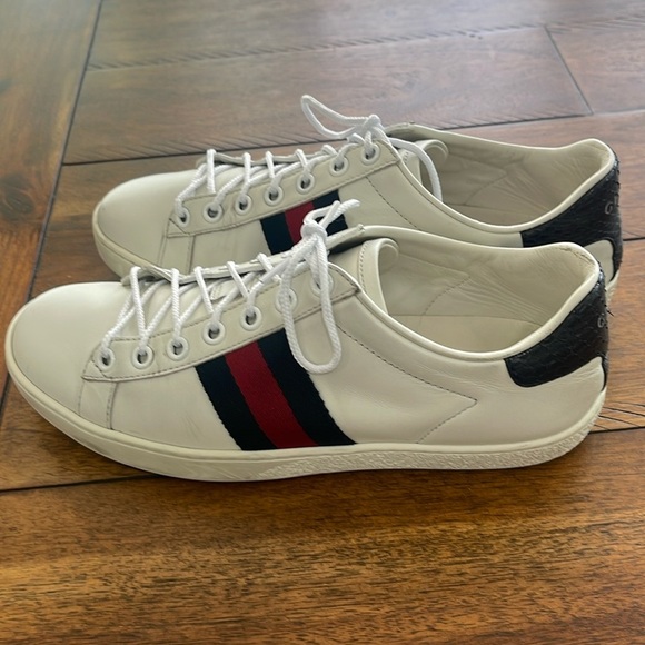 Gucci Shoes - Gucci Ace sneakers Authentic White Leather Monogram blue red Web Sz 36 / 6 USA